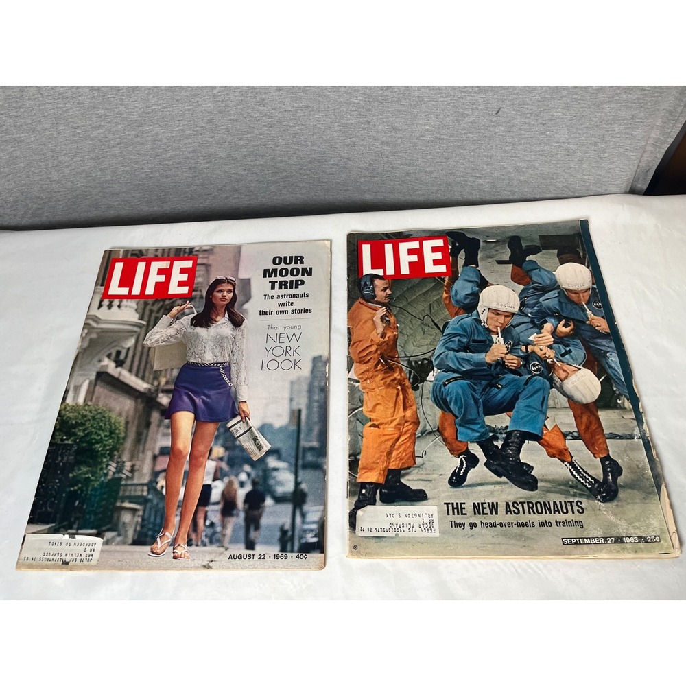 Vintage LIFE Magazine Lot 1963 New Astronauts 1969 Moon Trip Coca-Cola Ads